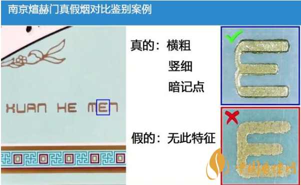 南京煊赫門(mén)條盒香煙真假對(duì)比圖