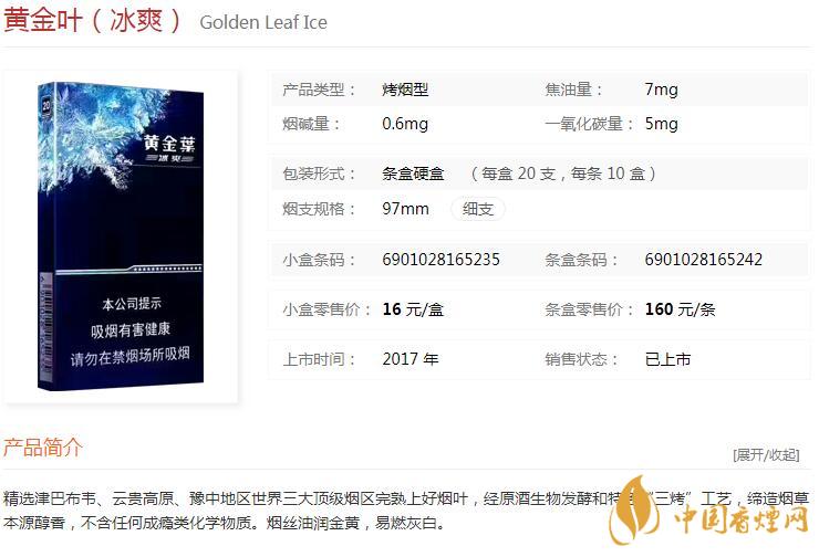 黃金葉冰爽多少錢一盒價格？黃金葉冰爽價格及參數(shù)圖片2020